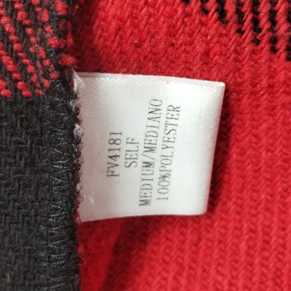 ETWO women's medium red/black plaid big collar vest w/pockets - Picture 8 of 9